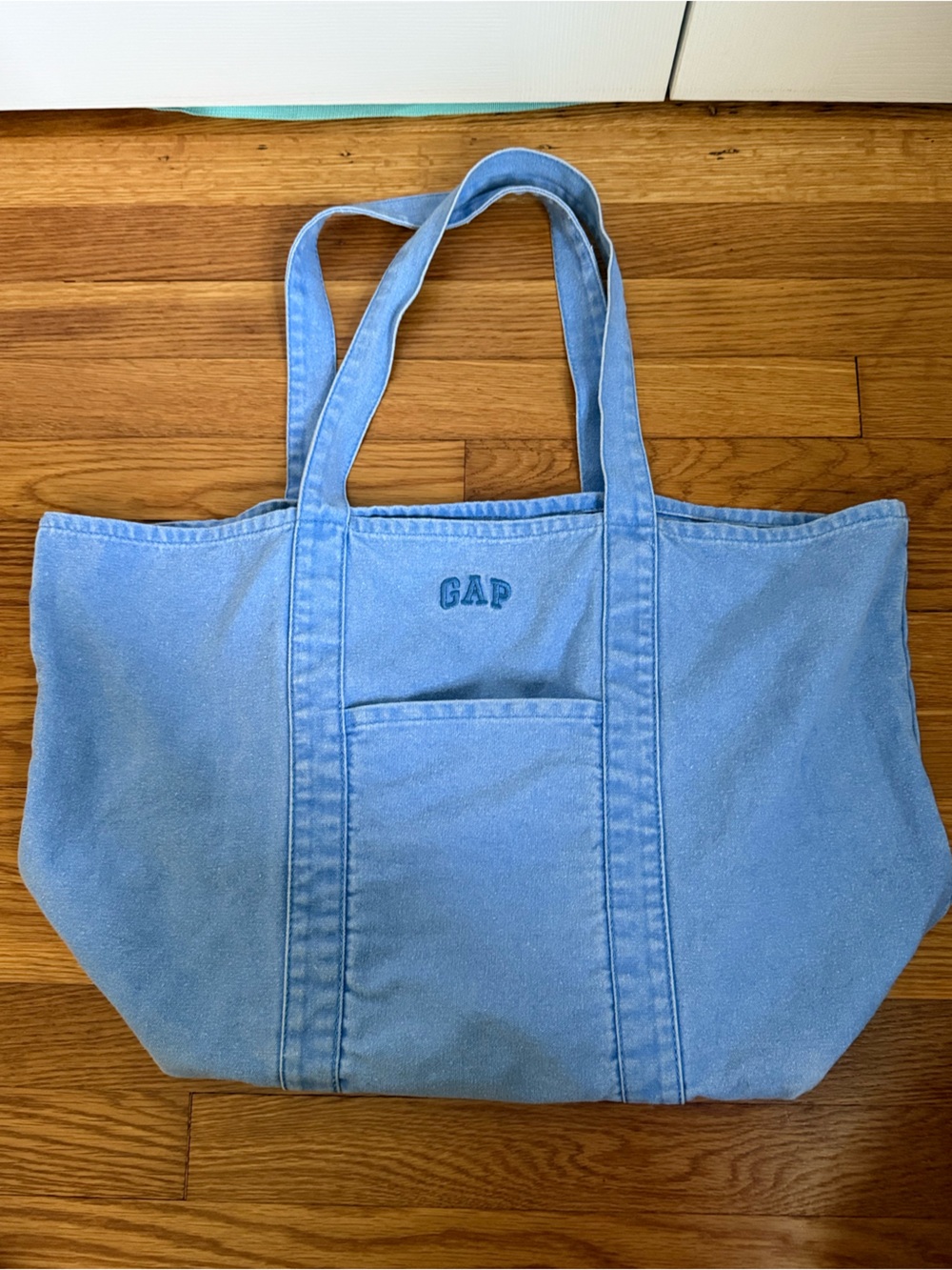 GAP Sky Blue Canvas Tote with Front Pocket